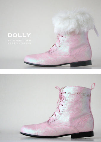DOLLY Classic Doll Boot in pink glitter
