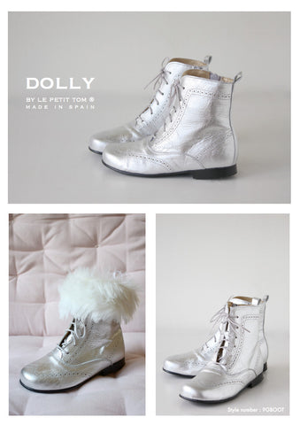 DOLLY Classic Doll Boot in silver leather