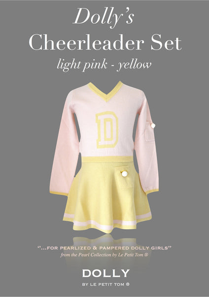 DOLLY Cheerleader Set in light pink & yellow